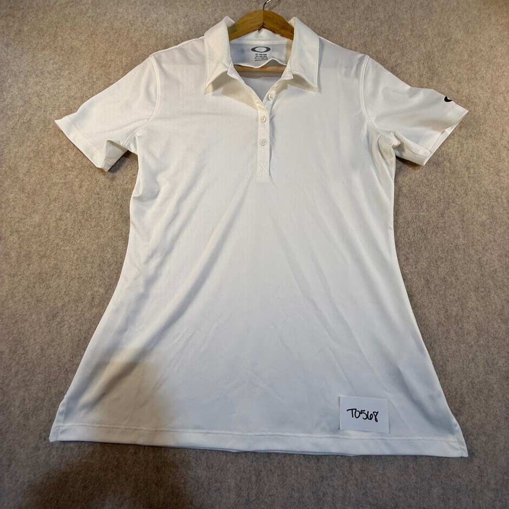 Oakley Womens White Short Sleeve Golf Polo Shirt Athletic Active Top Size Medium